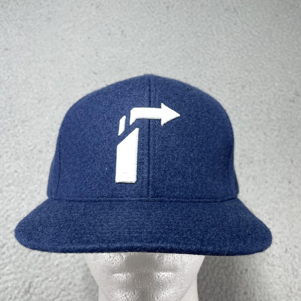 YOU‎ KNOW Hat Cap Strap Back One Size Mens Blue Wool Felt Arrow Logo Embroidered